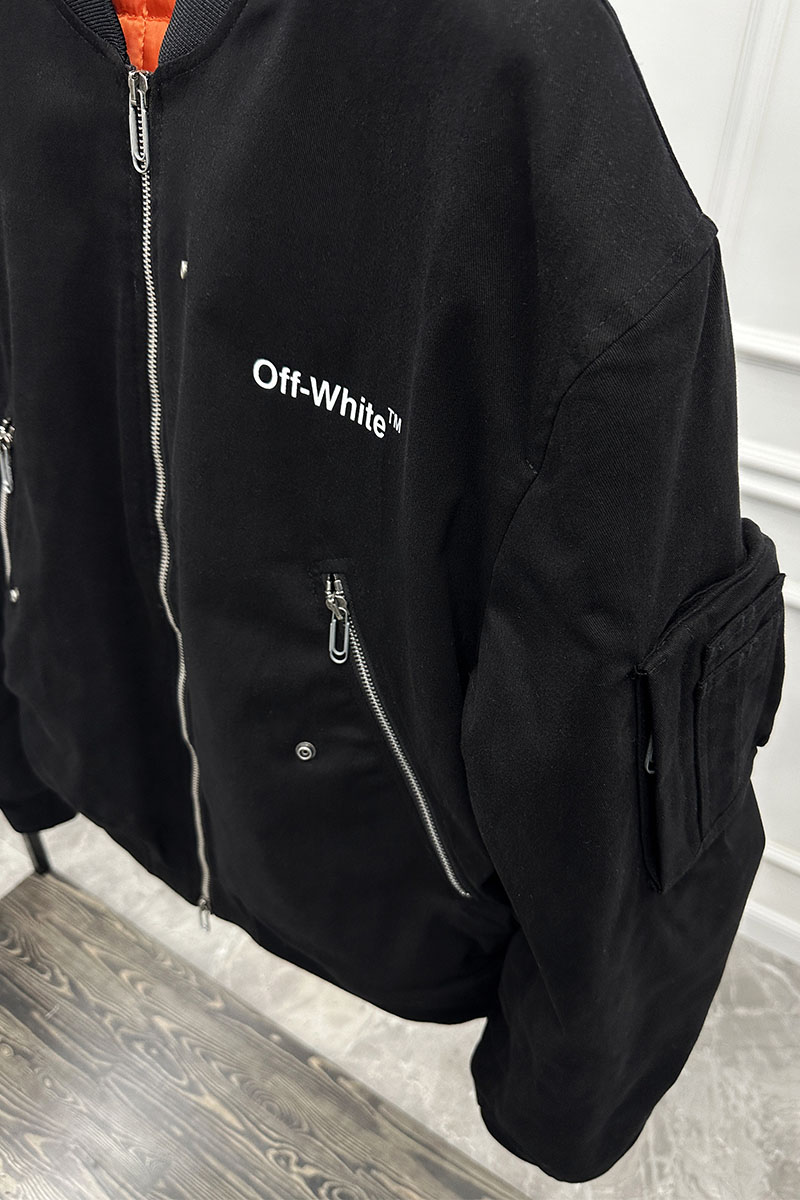 Off-White Бомбер чёрного цвета Diag-print