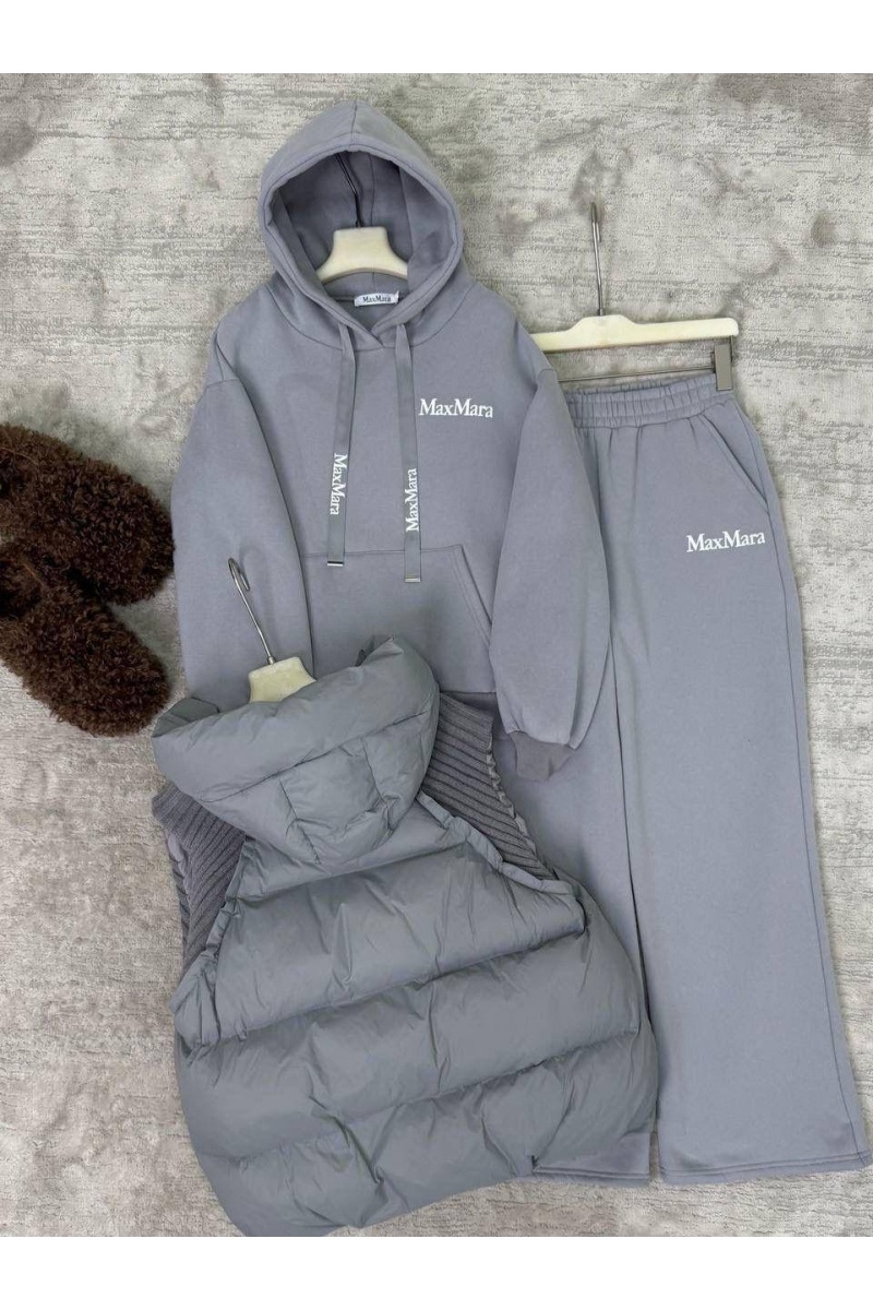 Max Mara Женский костюм тройка на флисе Premium - Light Grey