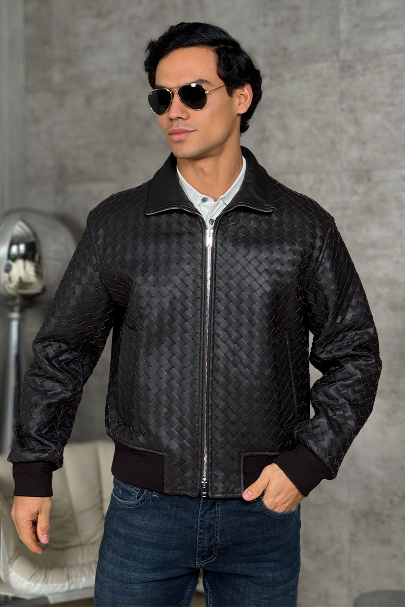 Bottega Veneta Мужская кожаная куртка premium