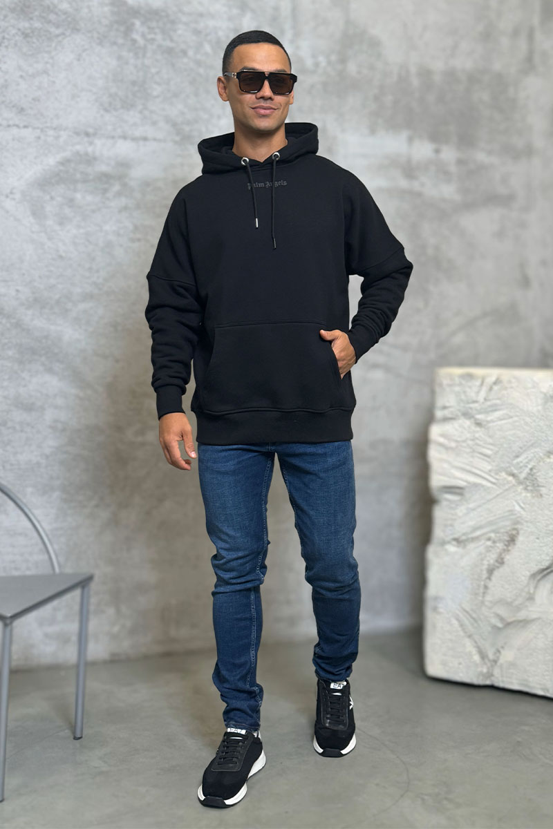 Palm Angels Утеплённое оверсайз худи Classic Logo - Black