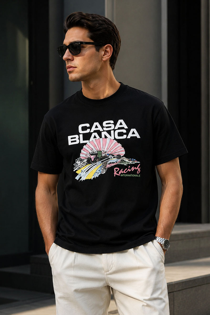 Casablanca Чёрная оверсайз футболка graphic-print 