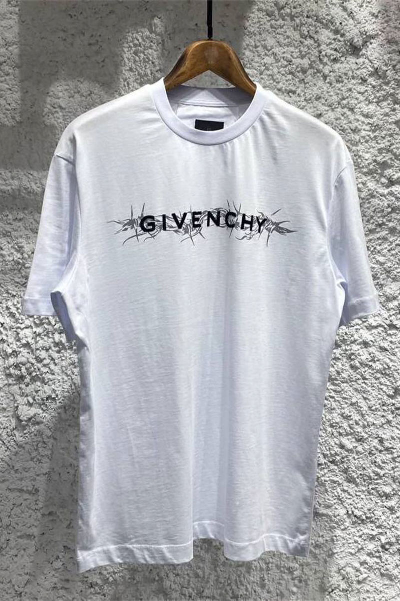 Givenchy Белая оверсайз футболка Barbed Wire-print