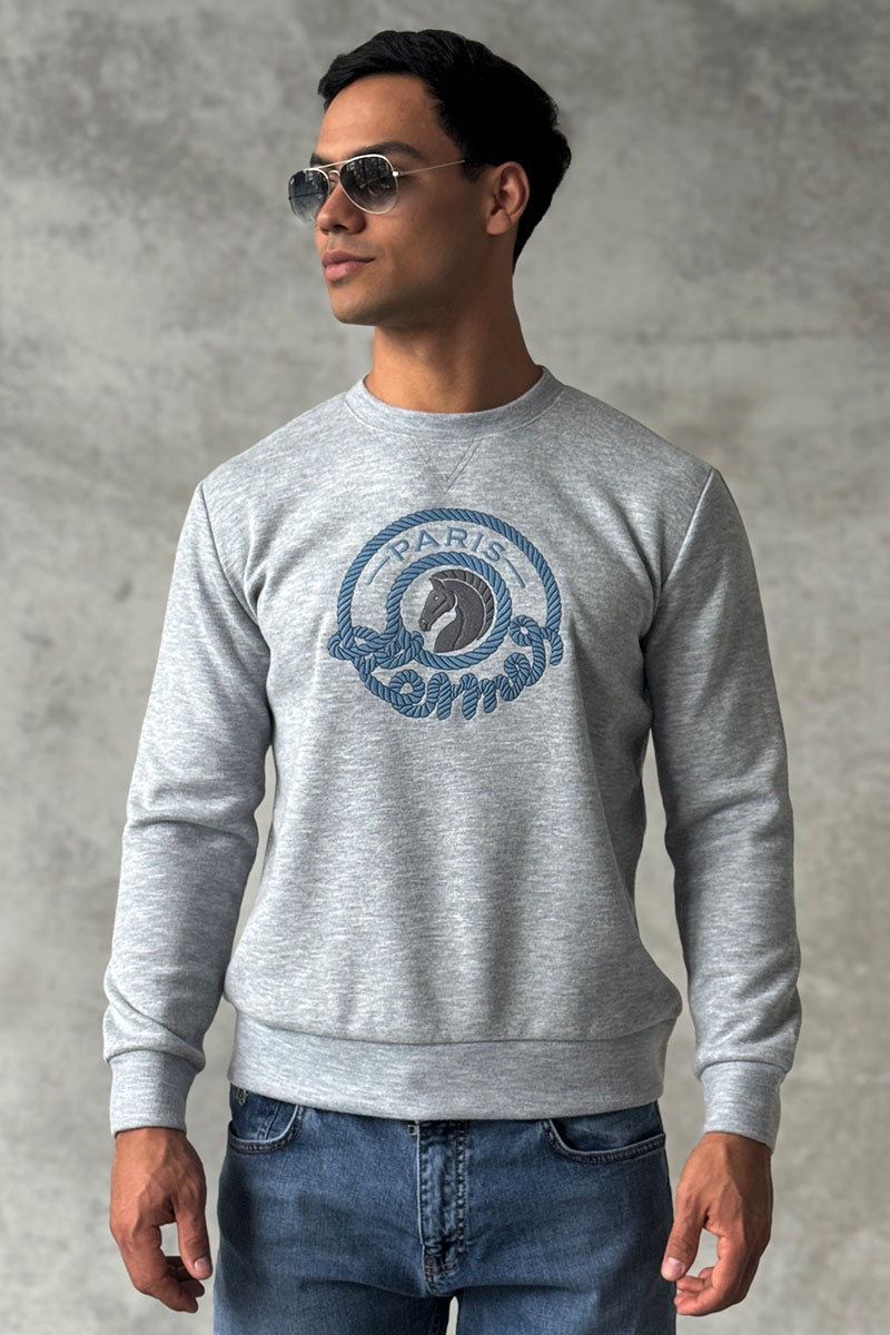 Hermes Мужской свитшот серого цвета 