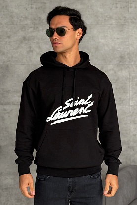 Чёрное худи Paris logo-print