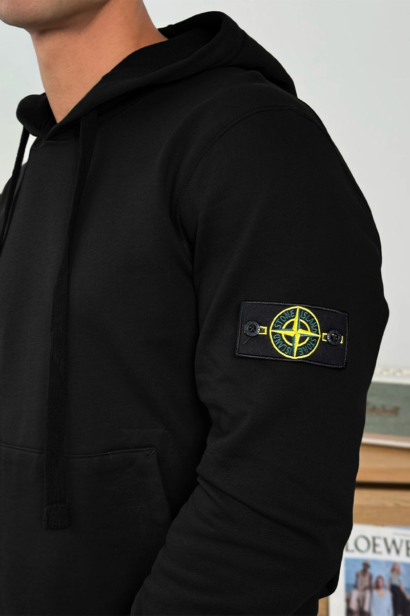 Stone Island Мужское худи чёрного цвета Compass-patch