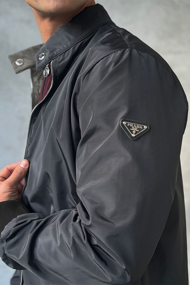 Prada Двусторонняя ветровка logo-plaque - Grey / Black
