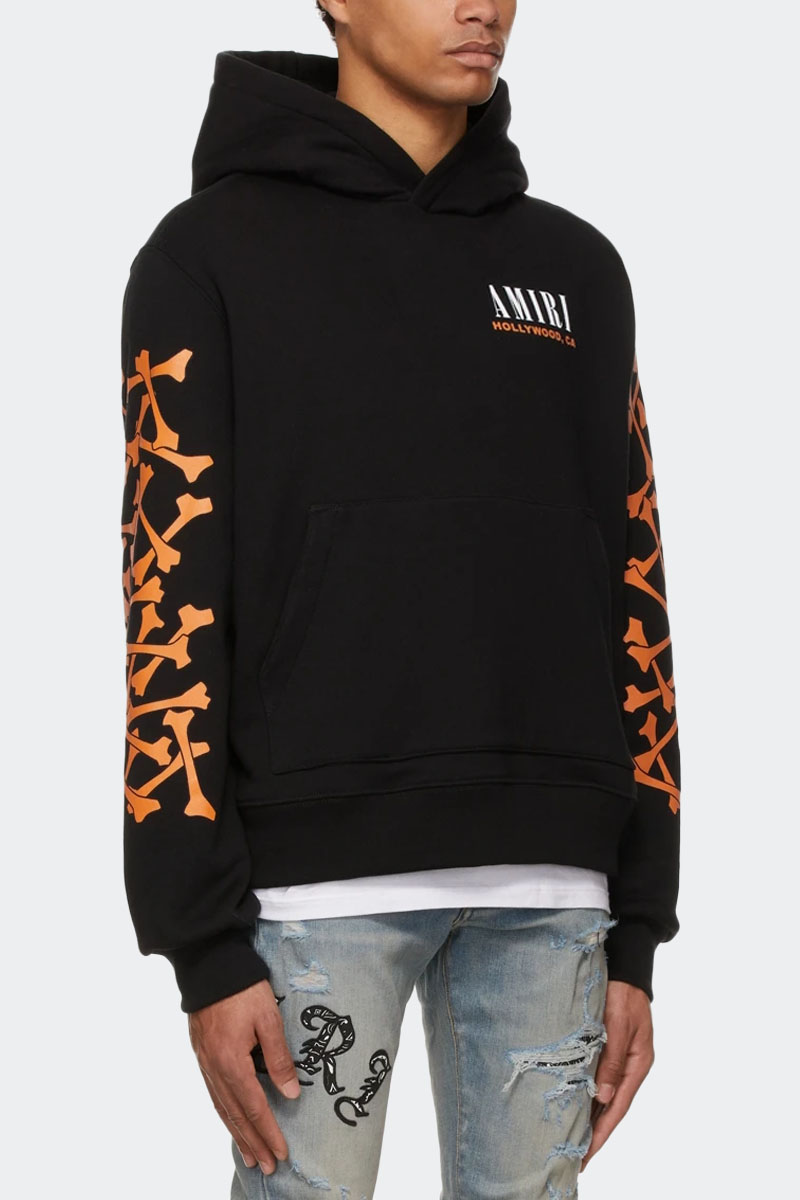 Amiri Чёрное мужское худи Bones logo-print
