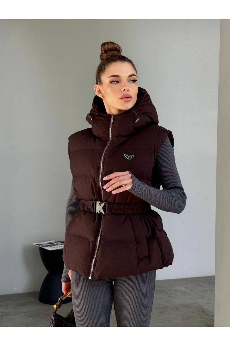 Prada Женский коричневый жилет  premium