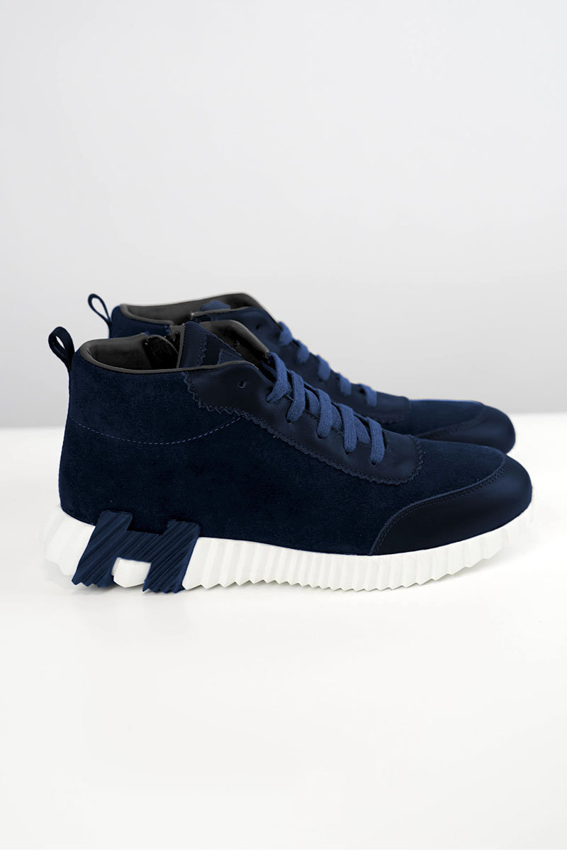 Hermes Кроссовки с мехом Bouncing high-top - Navy