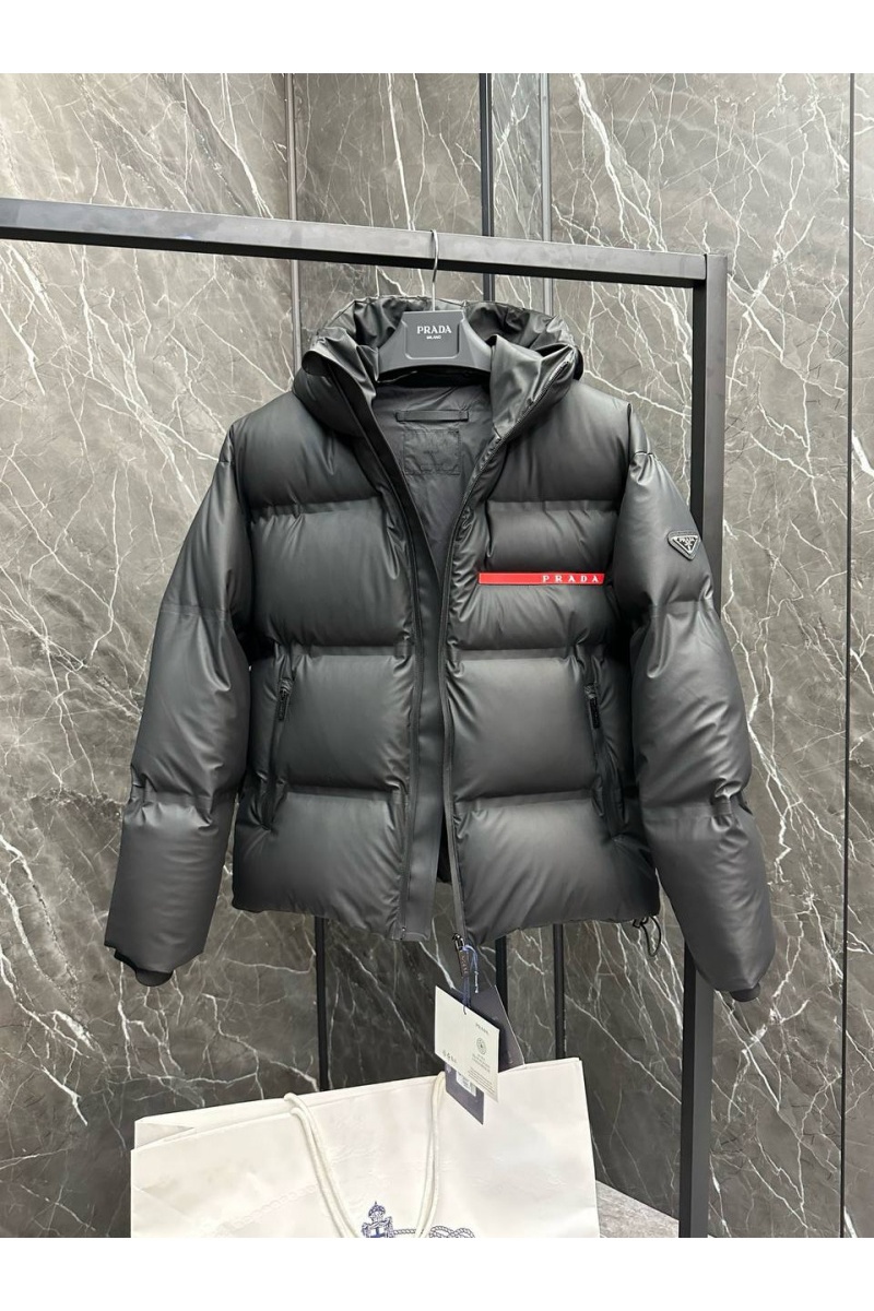 Prada Мужской пуховик logo-plaque - Black