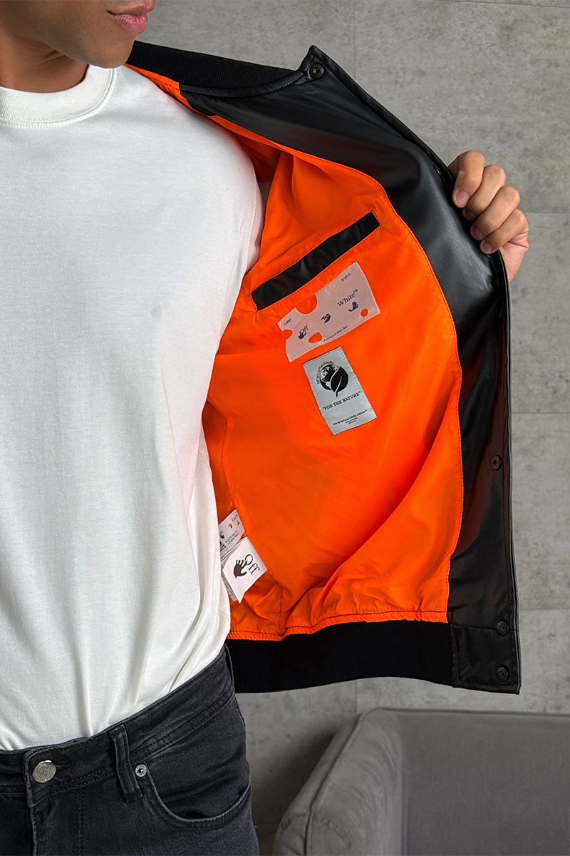 Off-White Мужской чёрный бомбер  Hands Off logo