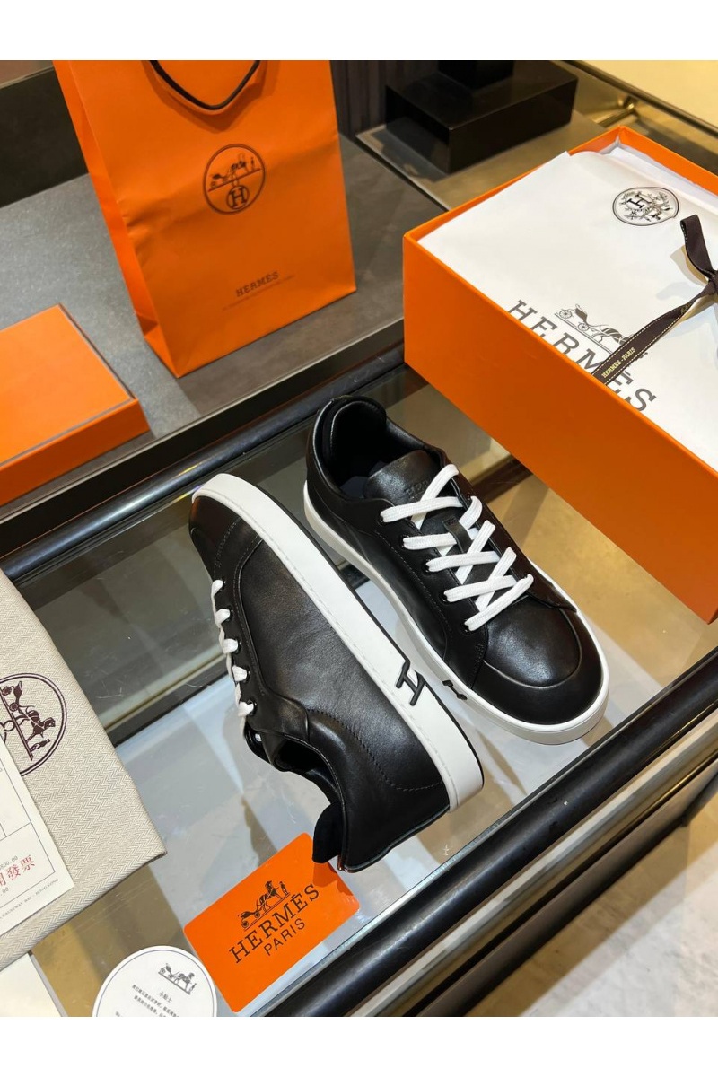 Hermes Женские кожаные кроссовки Premium - Black