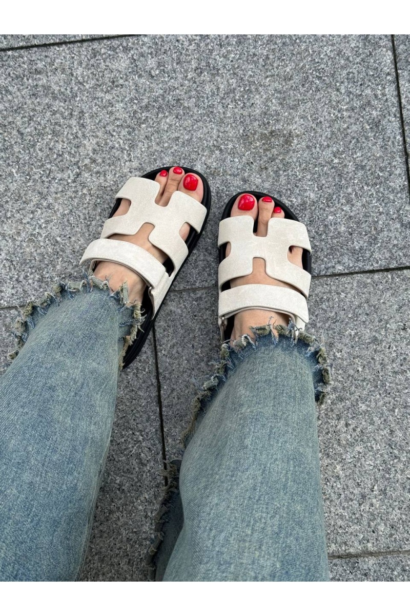 Hermes Женские замшевые сандалии Chypre - Beige