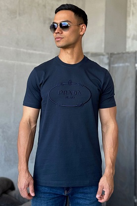 Футболка тёмно-синего цвета logo-embroidered