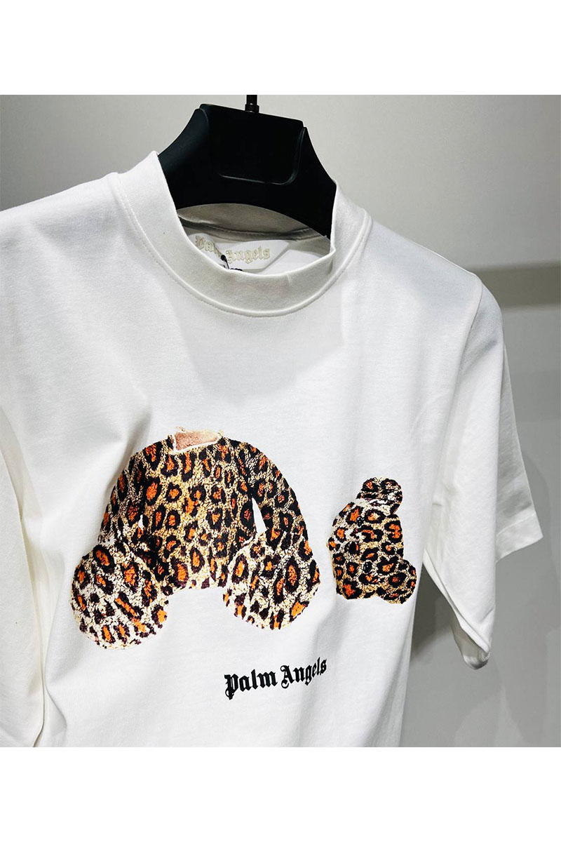 Palm Angels Белая оверсайз футболка Leopard Bear