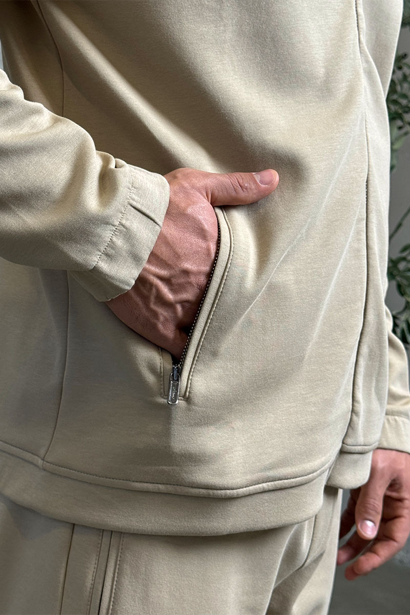 Brioni Бежевая кофта на молнии B-еmbroidery