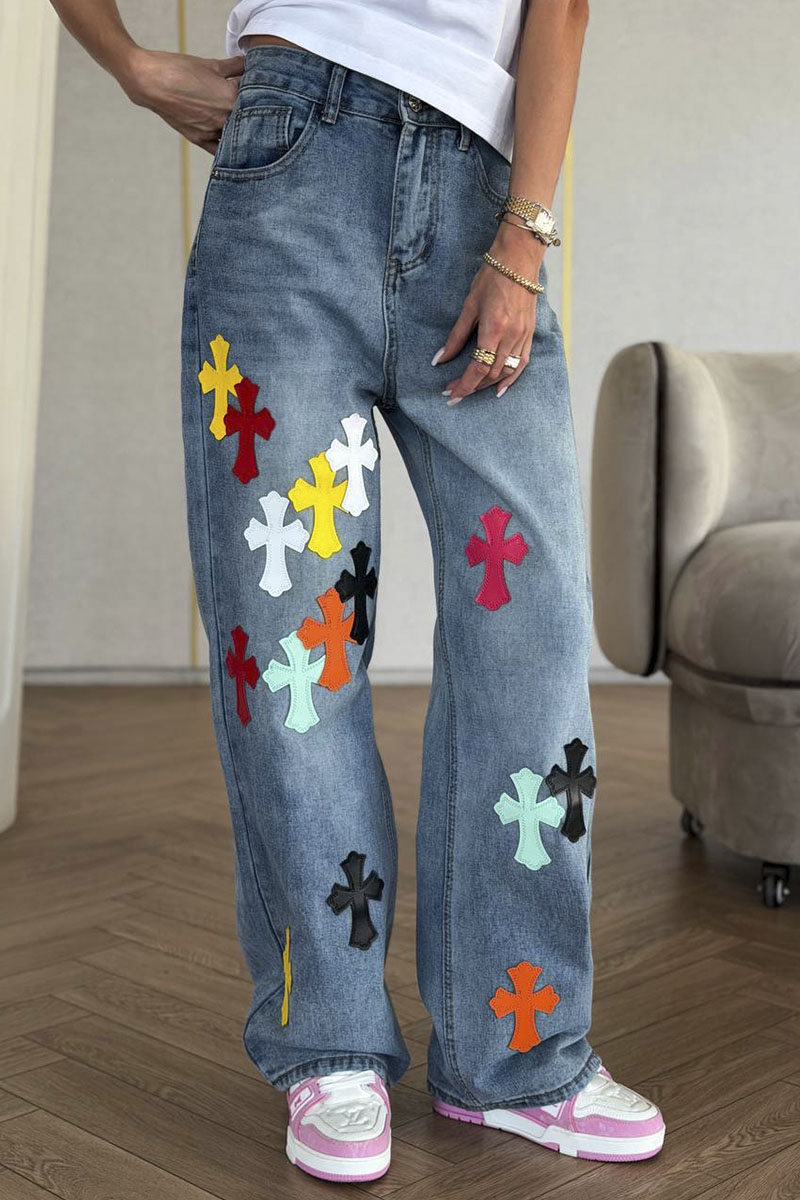 Chrome Hearts Синие женские джинсы premium