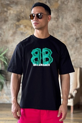 Чёрная оверсайз футболка logo print