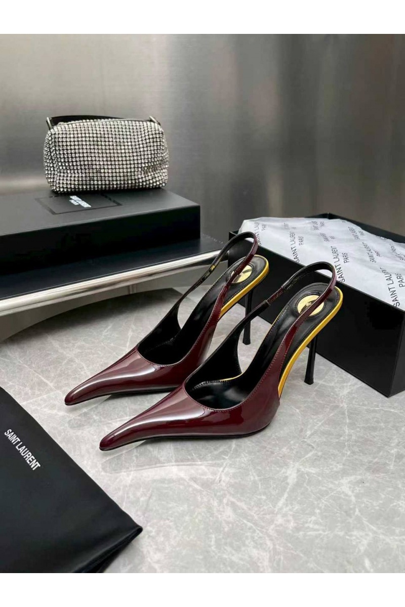 Yves Saint Laurent Женские кожаные туфли на каблуке premium
