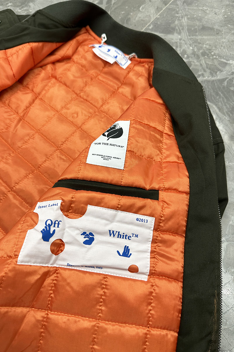Off-White Мужской бомбер цвета хаки Diag-print