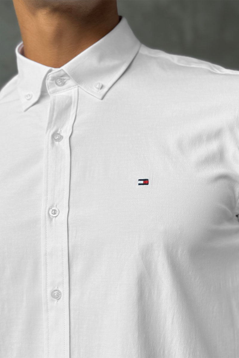 Tommy Hilfiger Мужская рубашка flag embroidery - White 