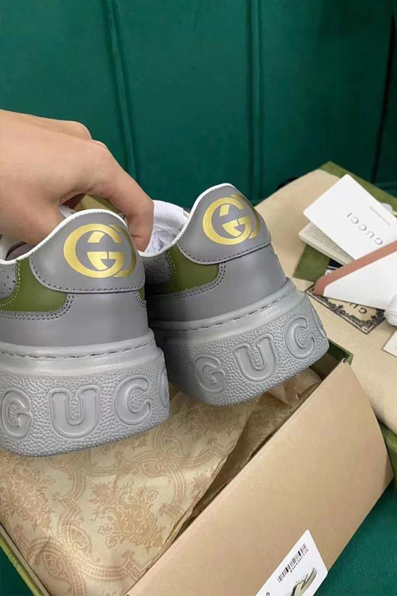 Gucci Мужские кожаные кроссовки - Grey