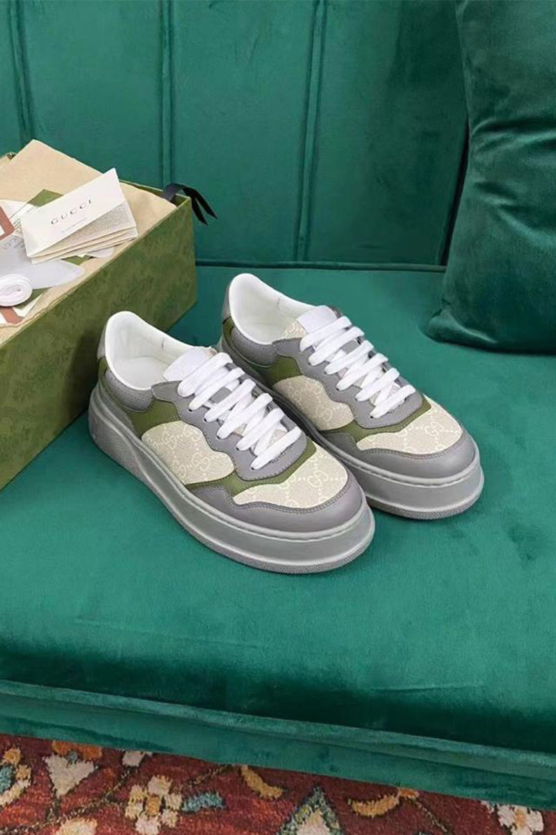 Gucci Мужские кожаные кроссовки - Grey