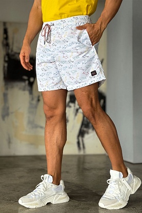 Мужские белые шорты shark-print 