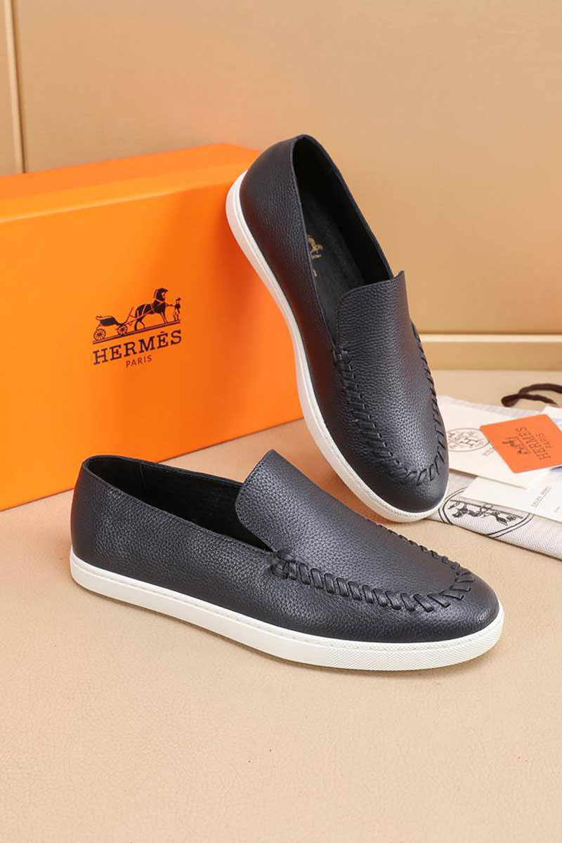 Hermes Мужские кожаные лоферы Julian - Navy