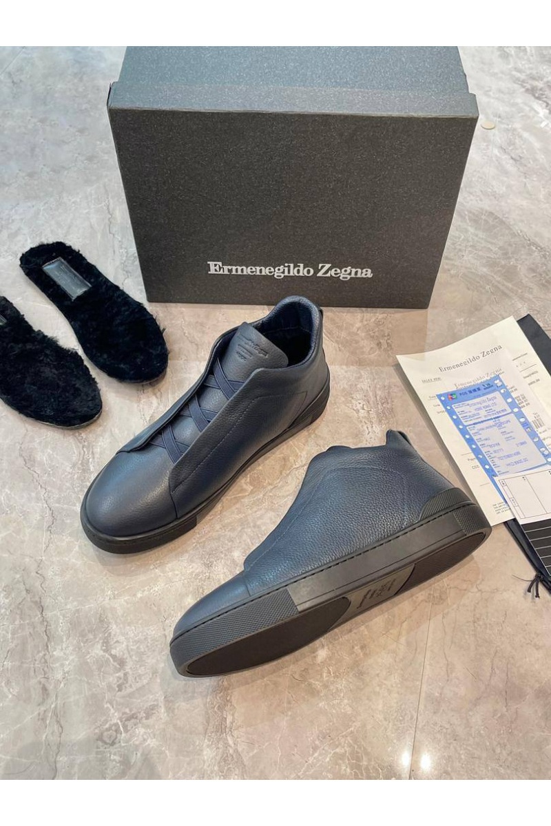 Zegna Кроссовки с мехом Triple Stitch - Grey