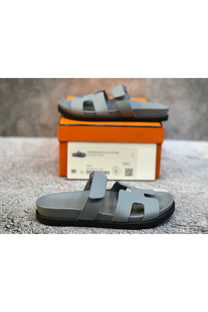 Hermes Женские кожаные сандалии Chypre - Grey
