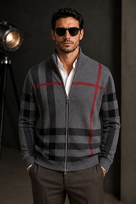 Серая кофта London Check Zip-Up