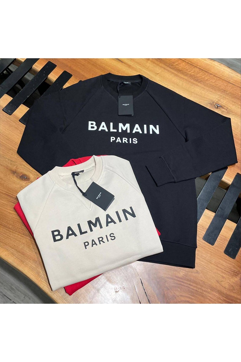 Balmain Мужской светло-бежевый свитшот Paris logo-print