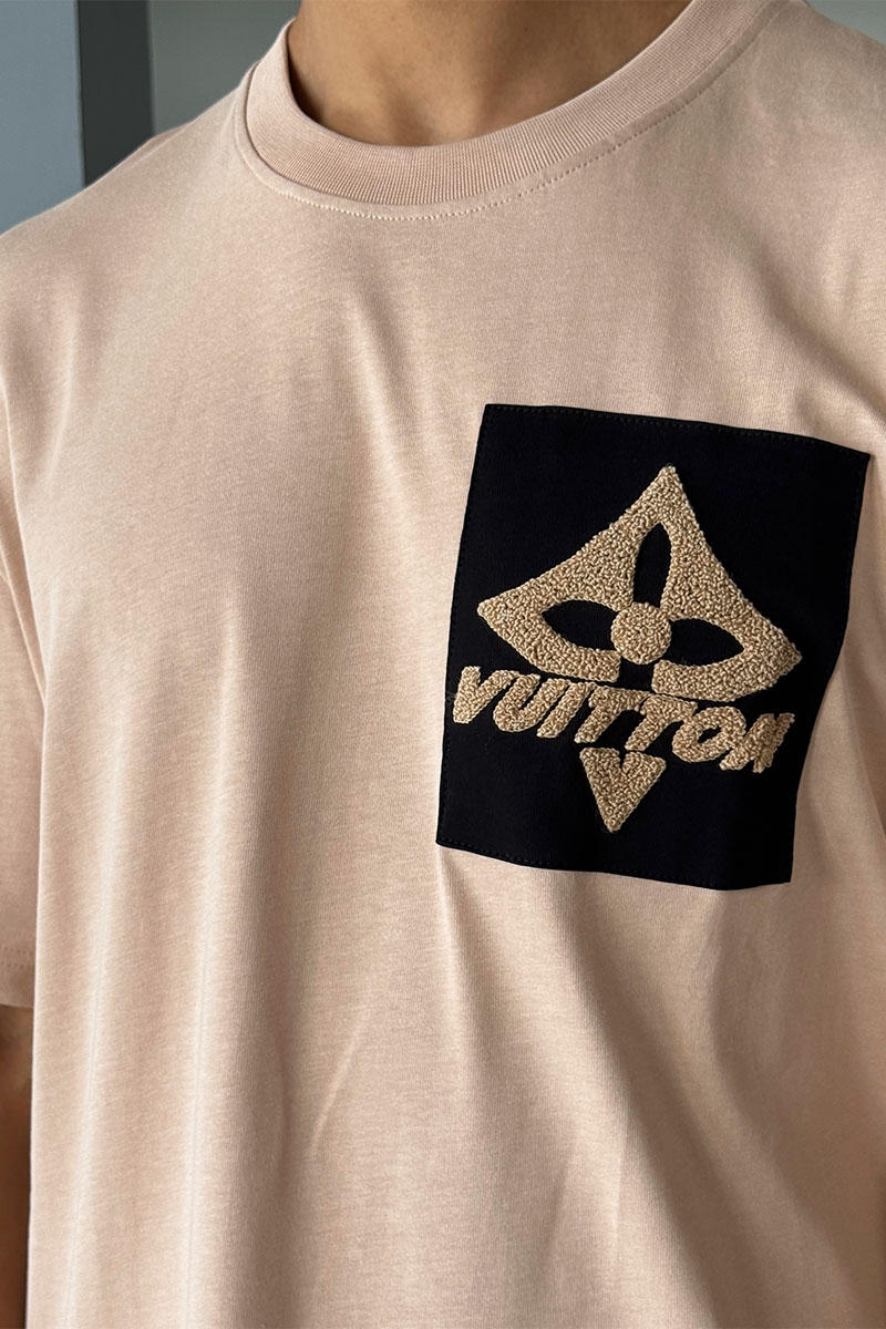 Lоuis Vuittоn Брендовая оверсайз футболка бежевого цвета