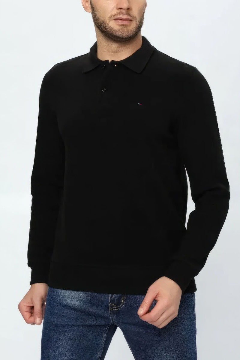 Tommy Hilfiger Чёрное поло с длинным рукавом