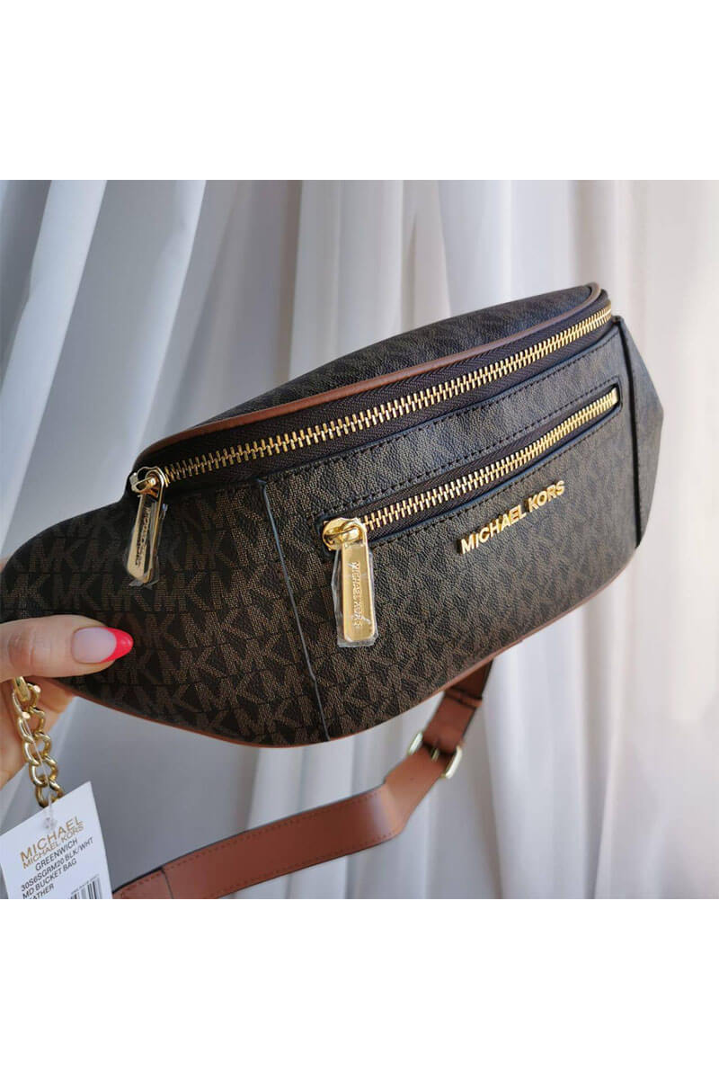 Michael Kors Кожаная поясная сумка Mott 33x16 см - Brown