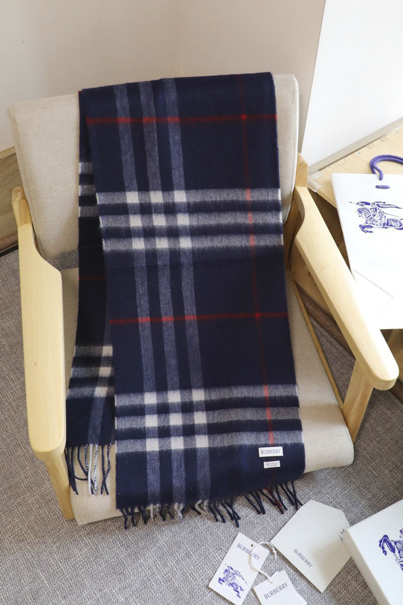 Burberry Шарф  two-tone Check premium 168x30 см - Navy