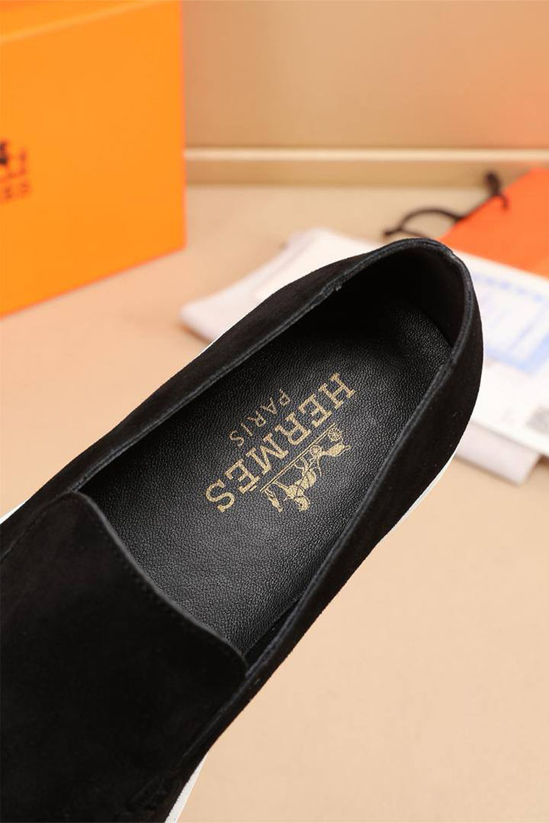 Hermes Мужские замшевые лоферы Julian - Black