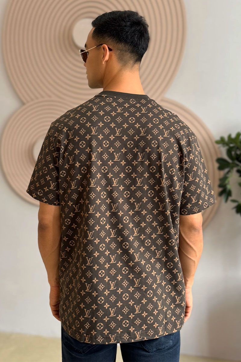 Lоuis Vuittоn Коричневая оверсайз футболка Monogram All-over