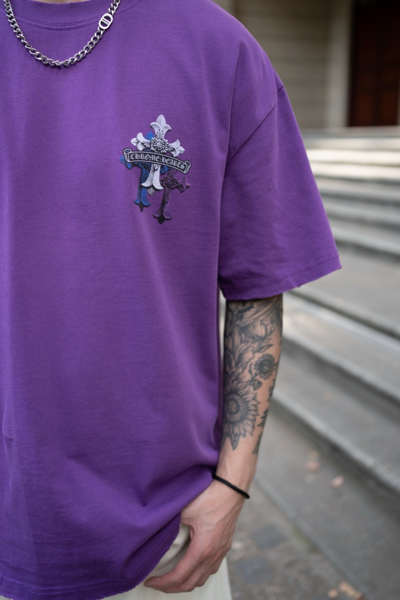 Chrome Hearts Фиолетовая оверсайз футболка Premium