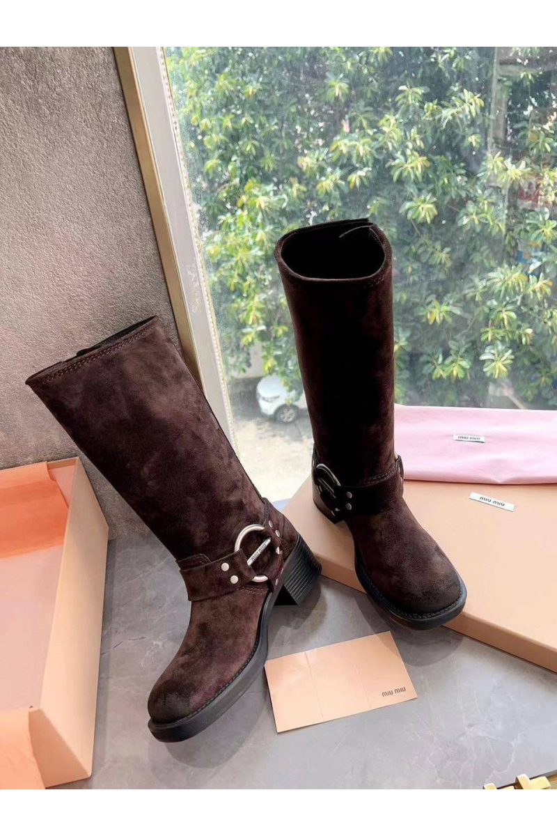 MIU MIU Женские замшевые сапоги Ankle Premium