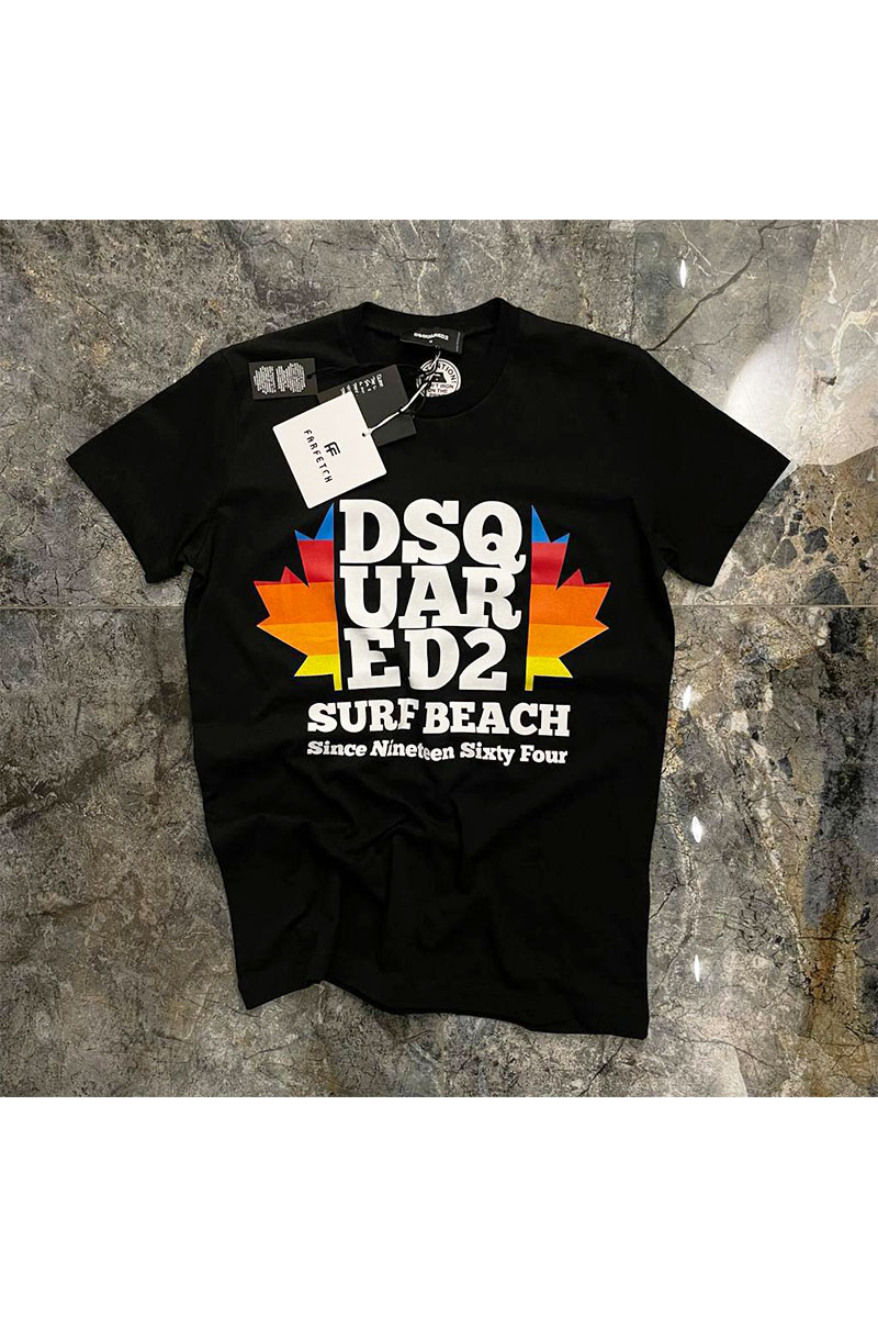 Dsquared2 Мужская чёрная футболка Surf Beach