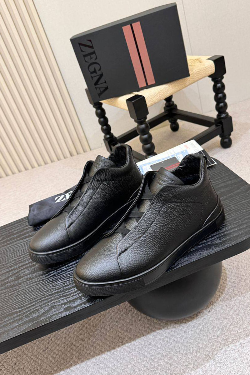 Zegna Кроссовки с мехом Triple Stitch high-top