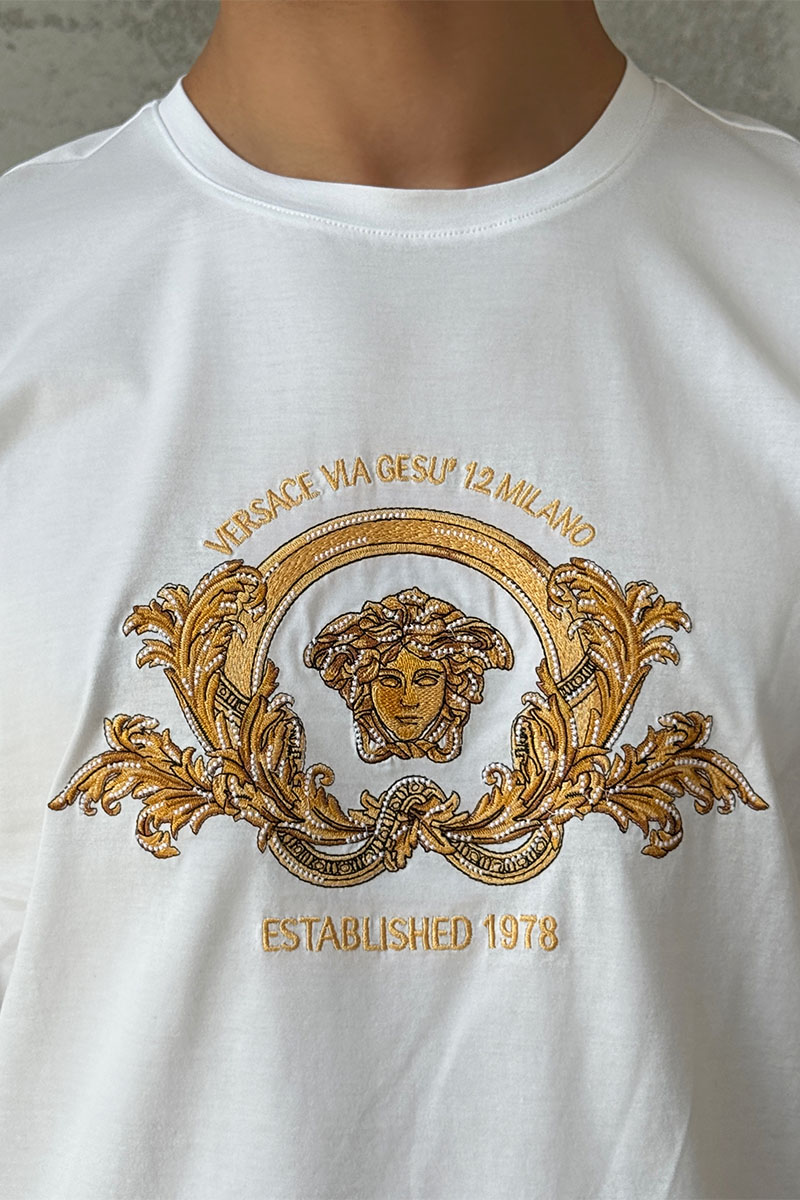 Versace Белая футболка Coupe Blason embroidered