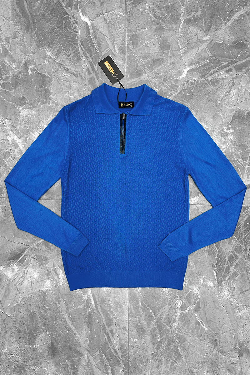 Zilli Поло с длинным рукавом zip-up - Blue