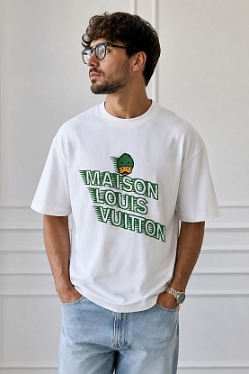 Белая оверсайз футболка Maison Duck logo