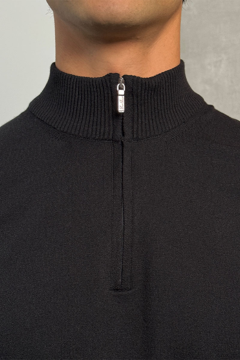 Loro Piana Чёрный джемпер Zip Neck