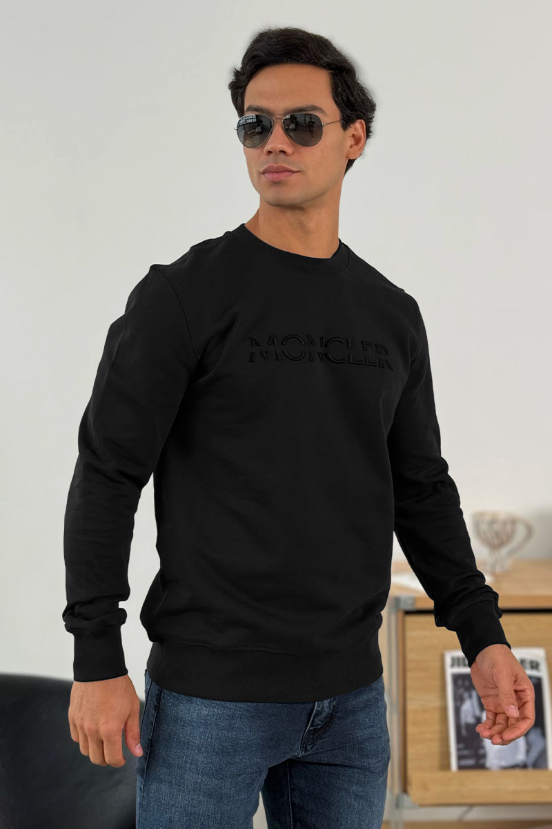 Moncler Чёрный оверсайз свитшот logo-embroidered
