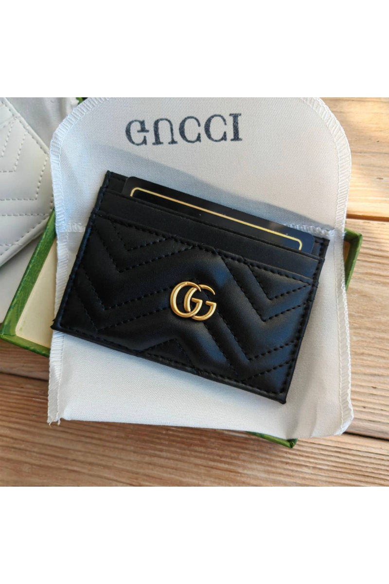 Gucci Кожаный чёрный кардхолдер GG logo-plaque 10x7 см - Black