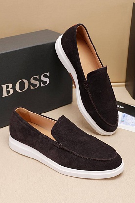 Замшевые лоферы Hugo Boss embossed logo - Brown